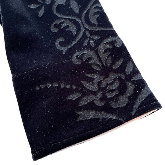 St John Sport Marie Gray Track Jacket M Full Zip Black Velvet Scroll Pink Trim - Picture 10 of 16